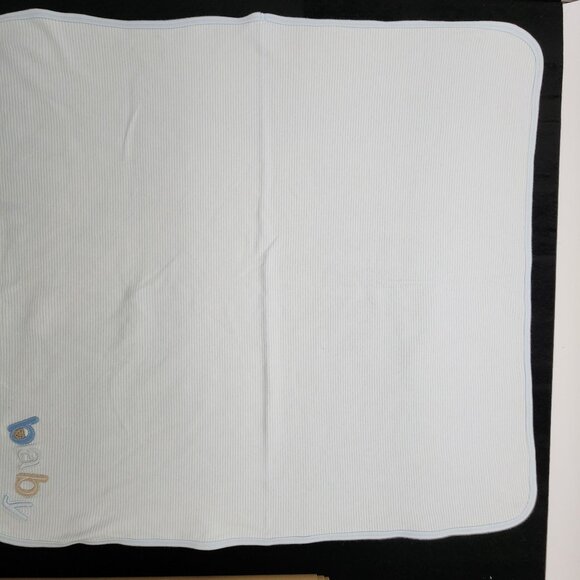 Carter's Blue Stripe Baby Blanket Double Sided 28" x 34" VTG - Picture 10 of 10
